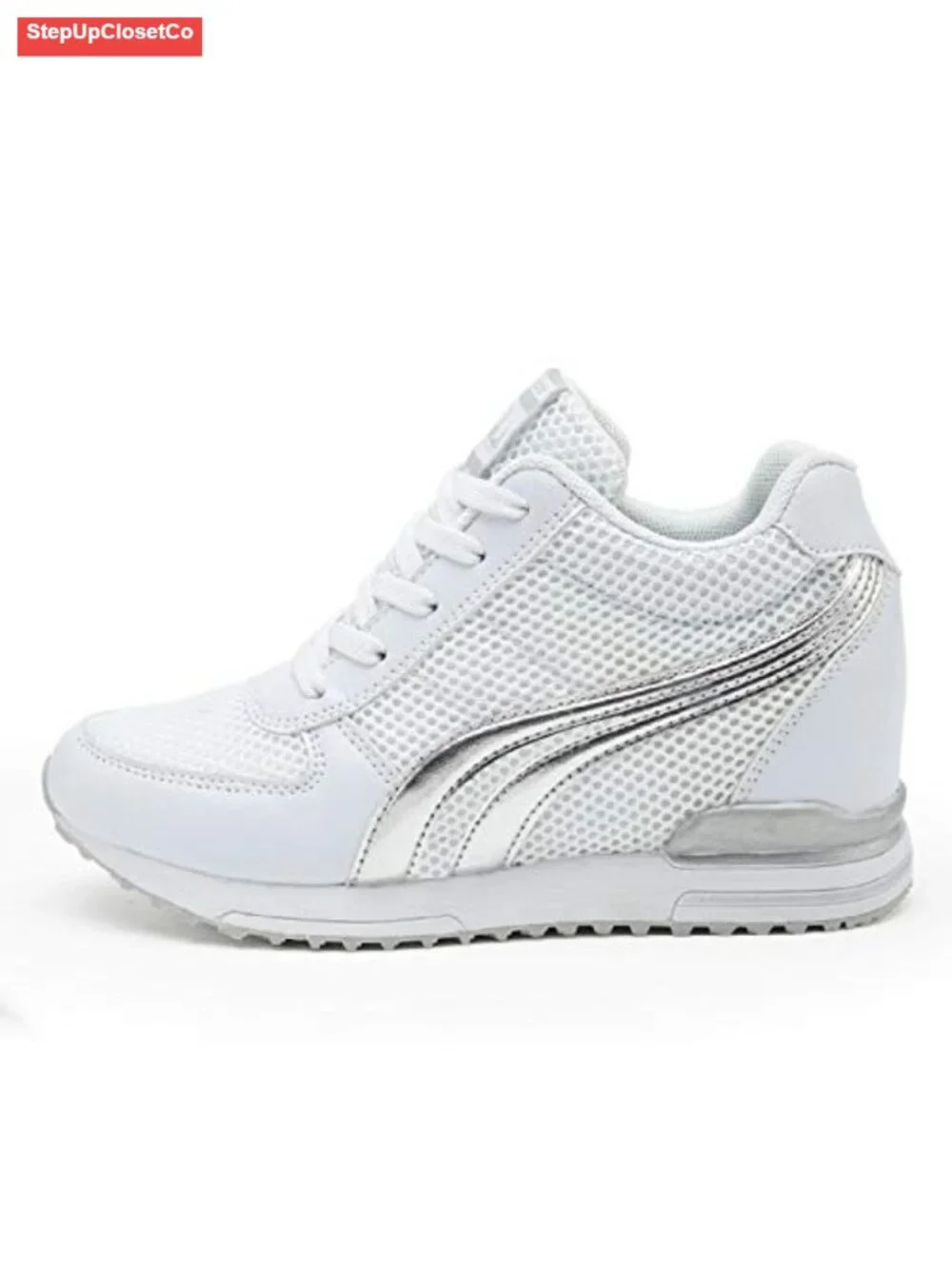 Women's Hidden Wedge Sneakers High Heeled Lightweight Mesh Casual Walking Shoes